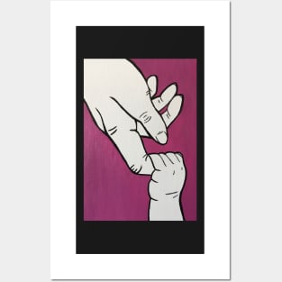 Baby Grabbing Finger Minimalist Art Posters and Art